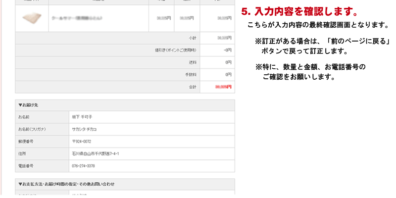 入力内容を確認する