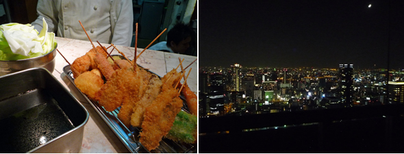 大阪で串かつと夜景を楽しむ